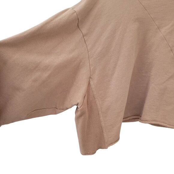 Mustard Seed Cold Shoulder Oversized Cropped Sweatshirt Womens Size M Tan - Picture 5 of 8